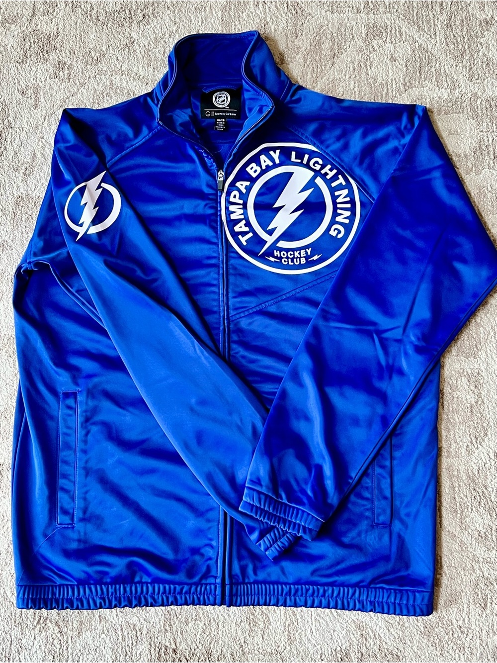 🏒NHL Tampa Bay Lightning Full Zip Track Jacket Blue Carl Banks GIII Men’s XL